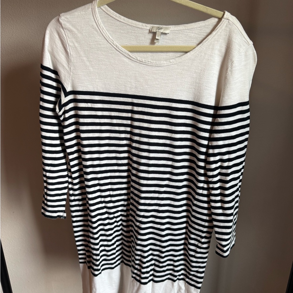 Joie Black and White Striped Long Sleeve Top